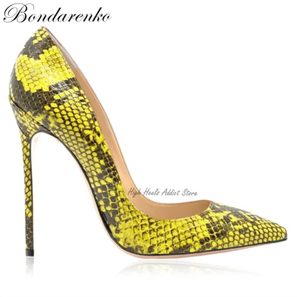 Python-Print Women’s Pointed-Toe Stiletto Pumps
