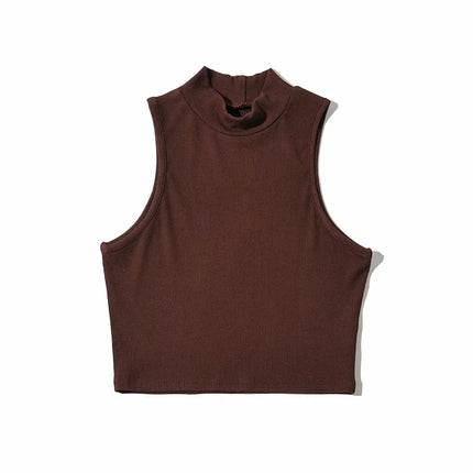 Summer High Neck Crop Top – Women’s Sleeveless Tank (5 Colors)