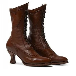 British Punk Retro PU Leather Ankle Boots for Women