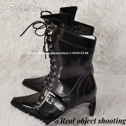 2025 Retro Punk Mid-Heel Platform Cowboy Boots