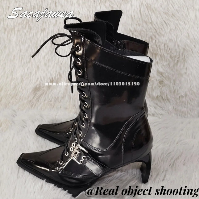 2025 Retro Punk Mid-Heel Platform Cowboy Boots