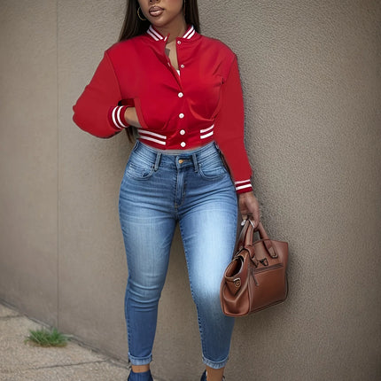 European Single-Breasted Baseball Jacket – Women’s Spring & Autumn