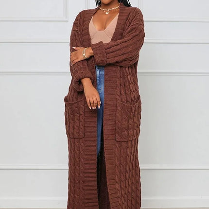 Women’s Yellow Crochet Knit Long Cardigan