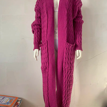 Women’s Yellow Crochet Knit Long Cardigan