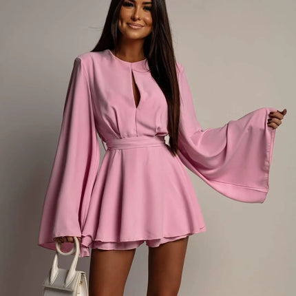 Sexy Backless High-Waist Romper with Butterfly Sleeves