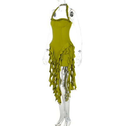Hugcitar Ruffled Halter Backless Mini – Elegant Spring Dress