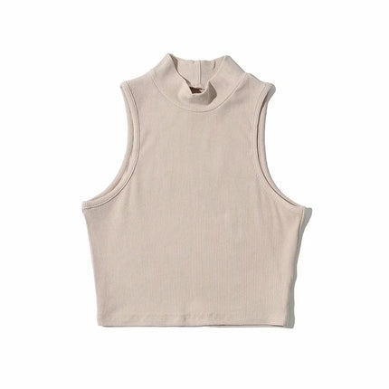 Summer High Neck Crop Top – Women’s Sleeveless Tank (5 Colors)