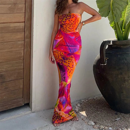 Puloru Leopard Print Strapless Tube Dress – Sexy Summer Beachwear