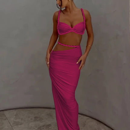 Weird Puss 2-Piece Bandage Set – Square Neck Bra & Ruched Skirt