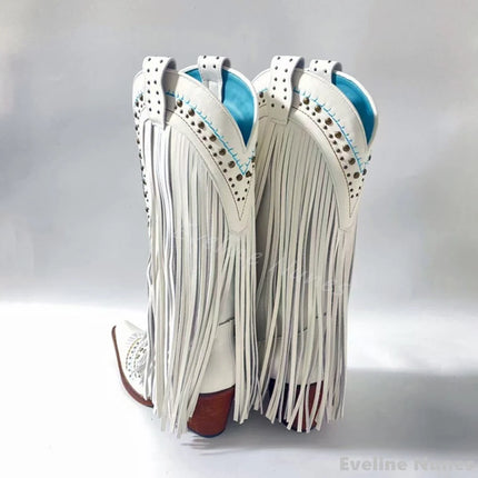 Retro Rhinestone Fringe Cowboy Boots for Women