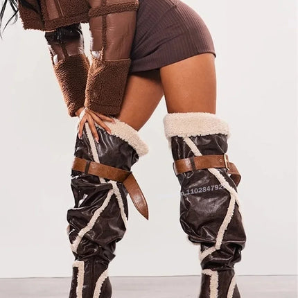 Women’s Patchwork Over-the-Knee Stiletto Boots