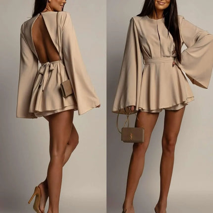 Sexy Backless High-Waist Romper with Butterfly Sleeves