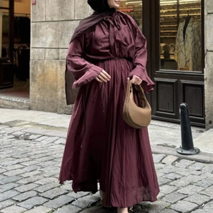 Ruffle Flare Sleeve Set – Lace-Up Shirt & Pleated High-Waist Skirt