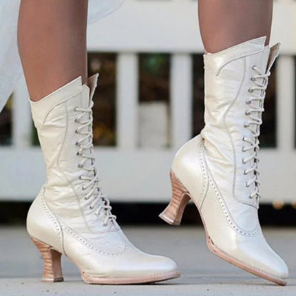 British Punk Retro PU Leather Ankle Boots for Women