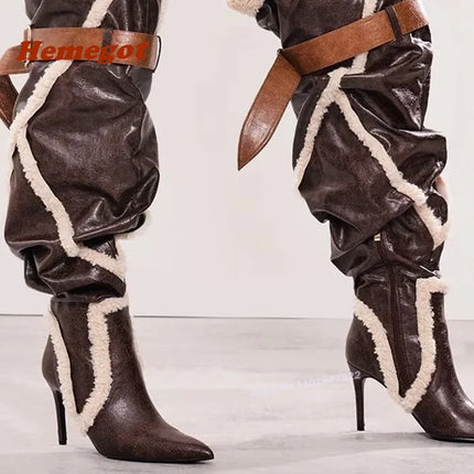 Women’s Patchwork Over-the-Knee Stiletto Boots