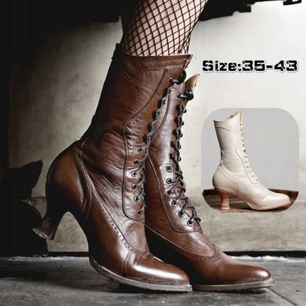 British Punk Retro PU Leather Ankle Boots for Women