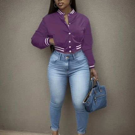 European Single-Breasted Baseball Jacket – Women’s Spring & Autumn