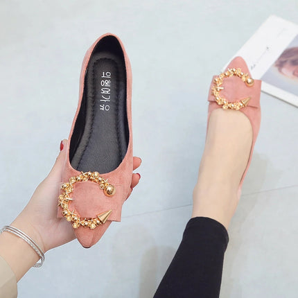 Women’s Casual Pointed Toe Non-Slip Metal Decor Shoes