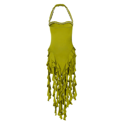 Hugcitar Ruffled Halter Backless Mini – Elegant Spring Dress