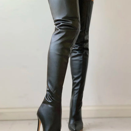 Black Over-The-Knee Stiletto Boots – 11cm Heels
