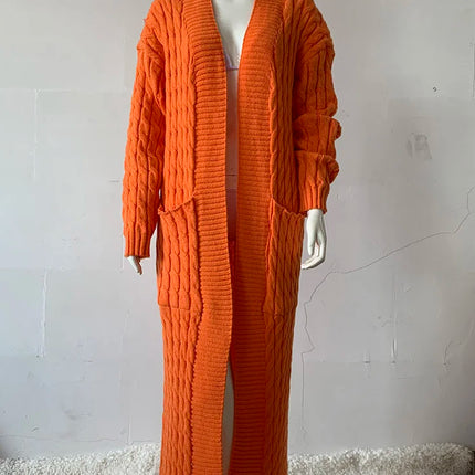 Women’s Yellow Crochet Knit Long Cardigan