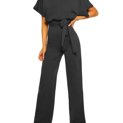 Women’s Elegant Wide-Leg Jumpsuit with Waist Tie