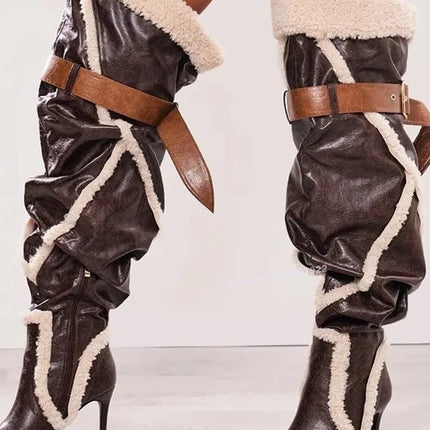 Women’s Patchwork Over-the-Knee Stiletto Boots