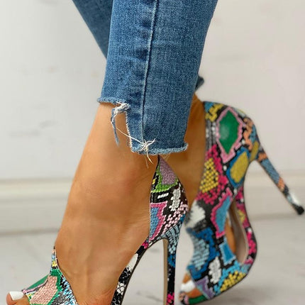 Hollow Toe Super High Heel Fish Mouth Plus Size Sandals
